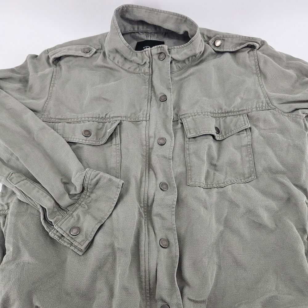 Rails Collins Military Utility Jacket Small S Sage Green Lyocell Linen Drawstrin